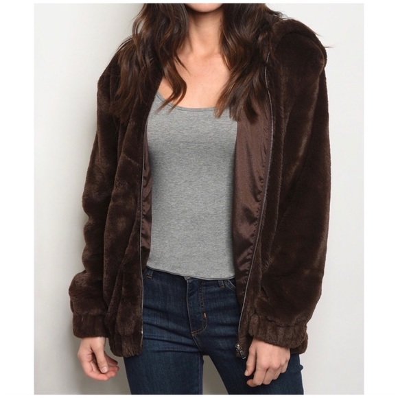 🧸LAST ONE🧸 Teddy Bear Hoodie Jacket Chocolate - Picture 4 of 4